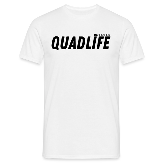 T-shirt QUADLIFE (logo noir) - blanc