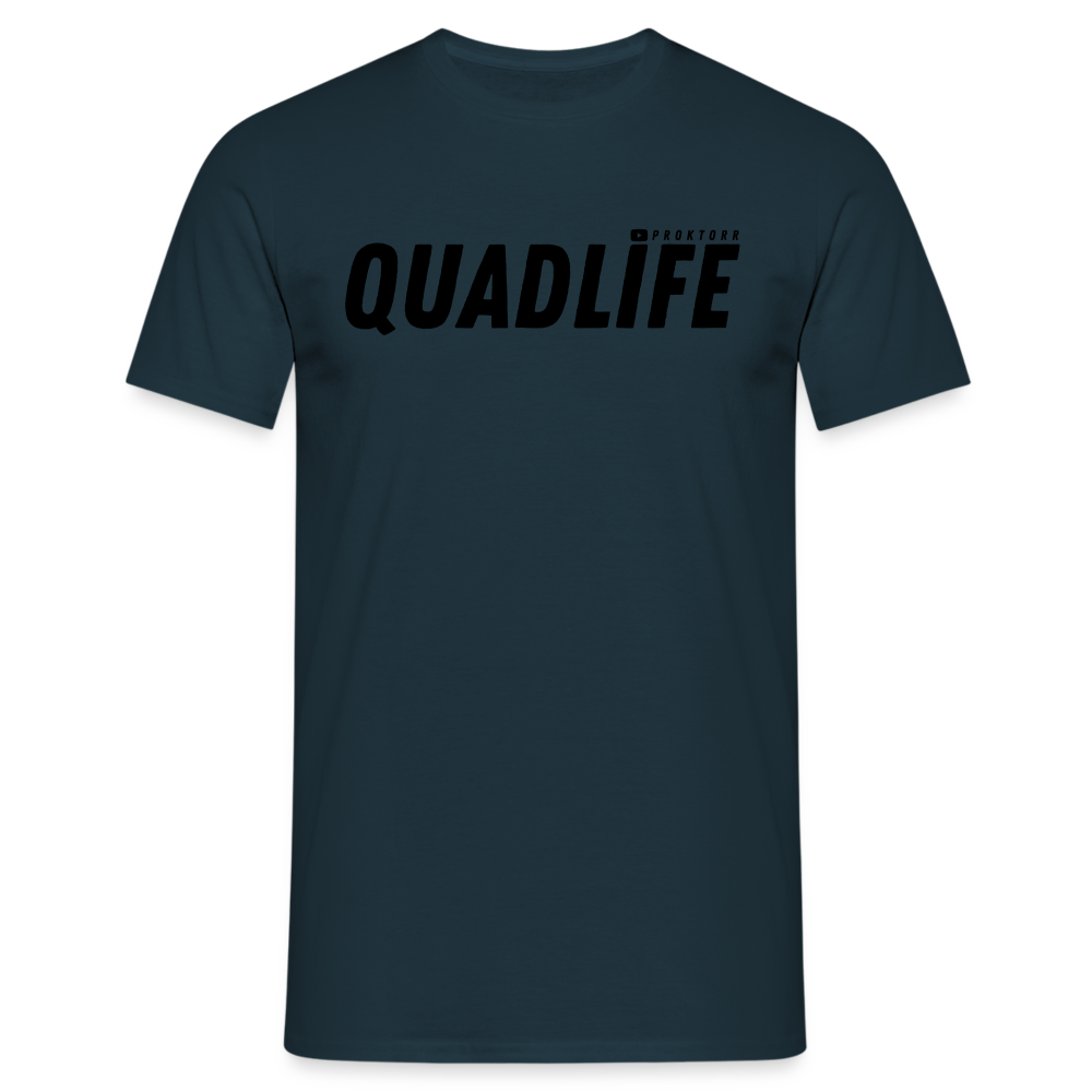 T-shirt QUADLIFE (logo noir) - marine