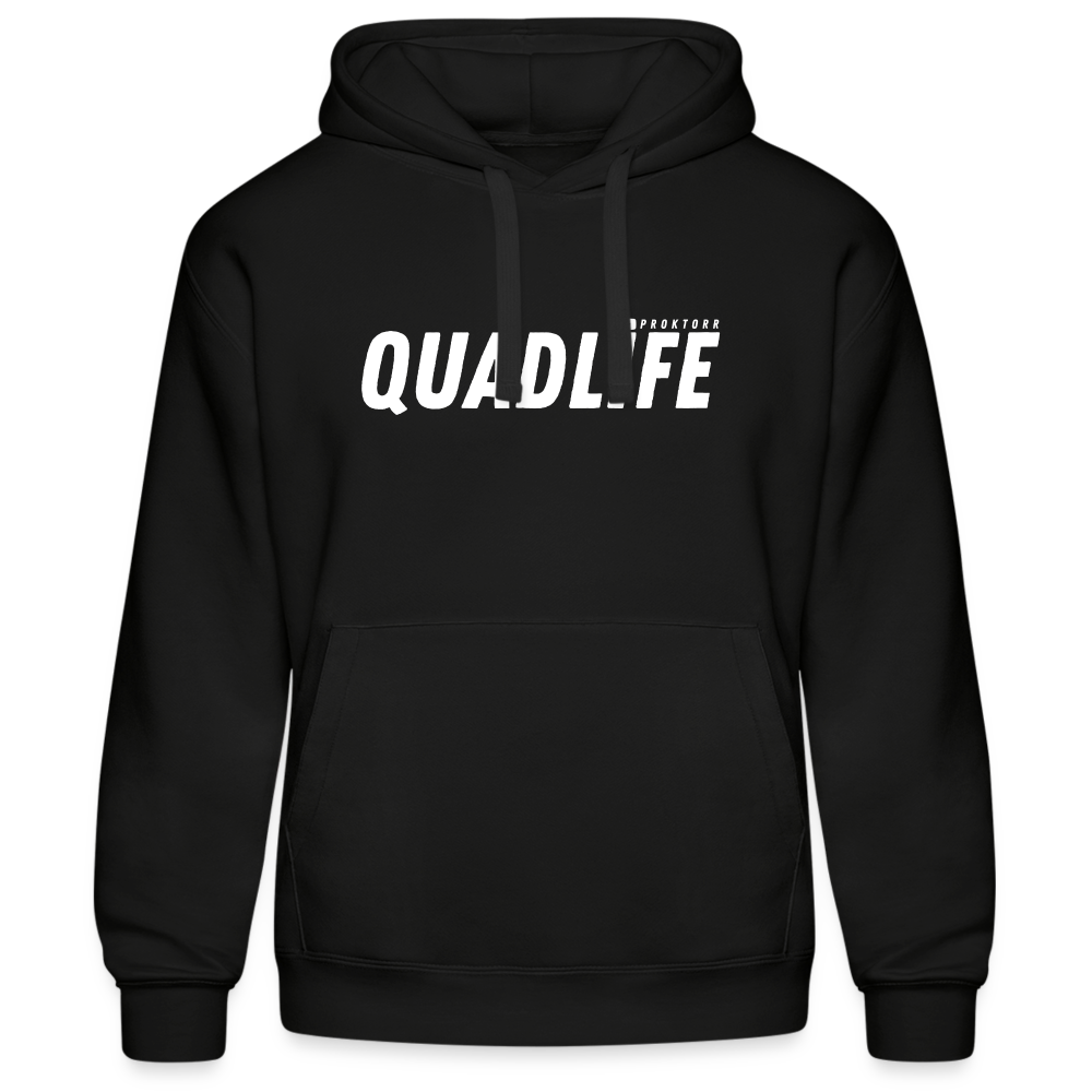 Sweat à capuche QUADLIFE (logo blanc) - noir