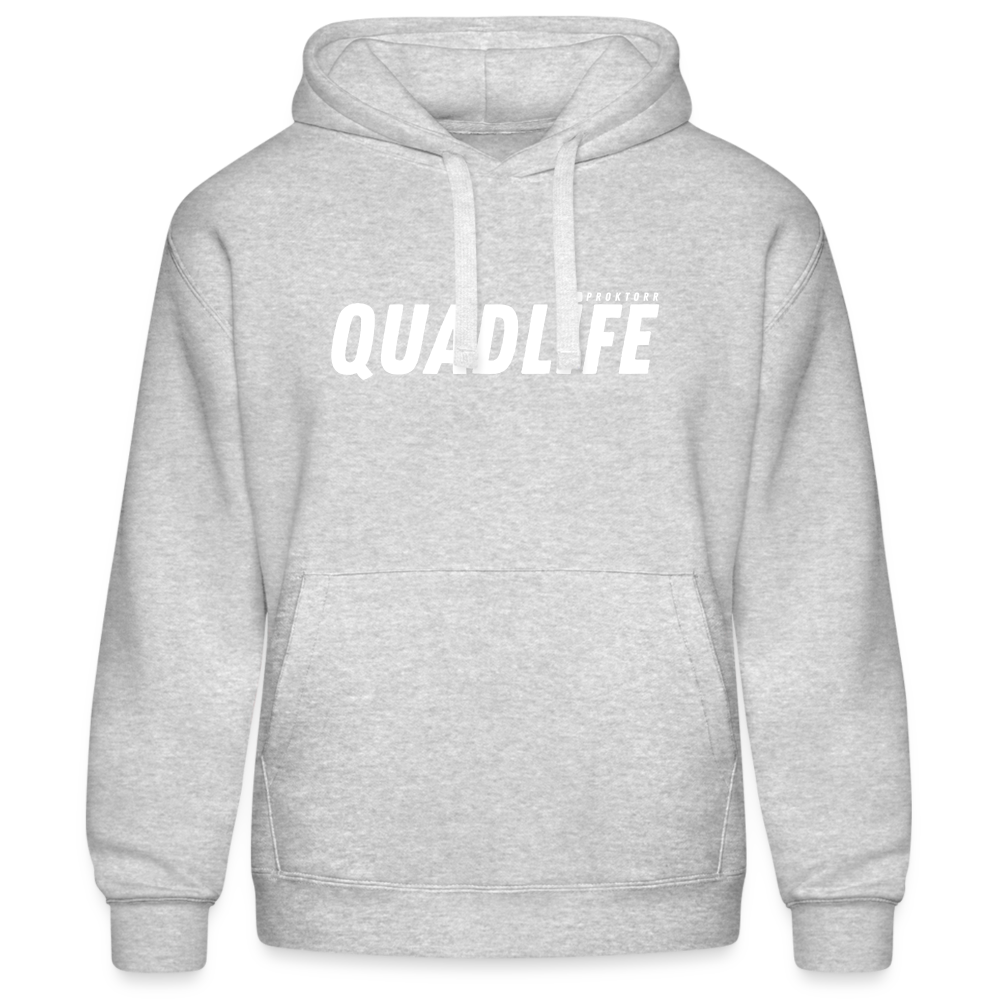 Sweat à capuche QUADLIFE (logo blanc) - gris chiné