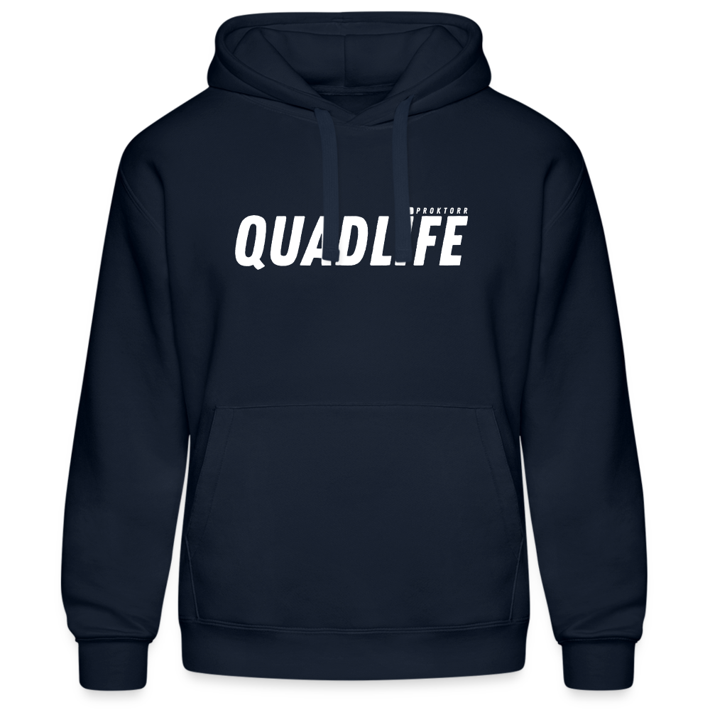 Sweat à capuche QUADLIFE (logo blanc) - marine