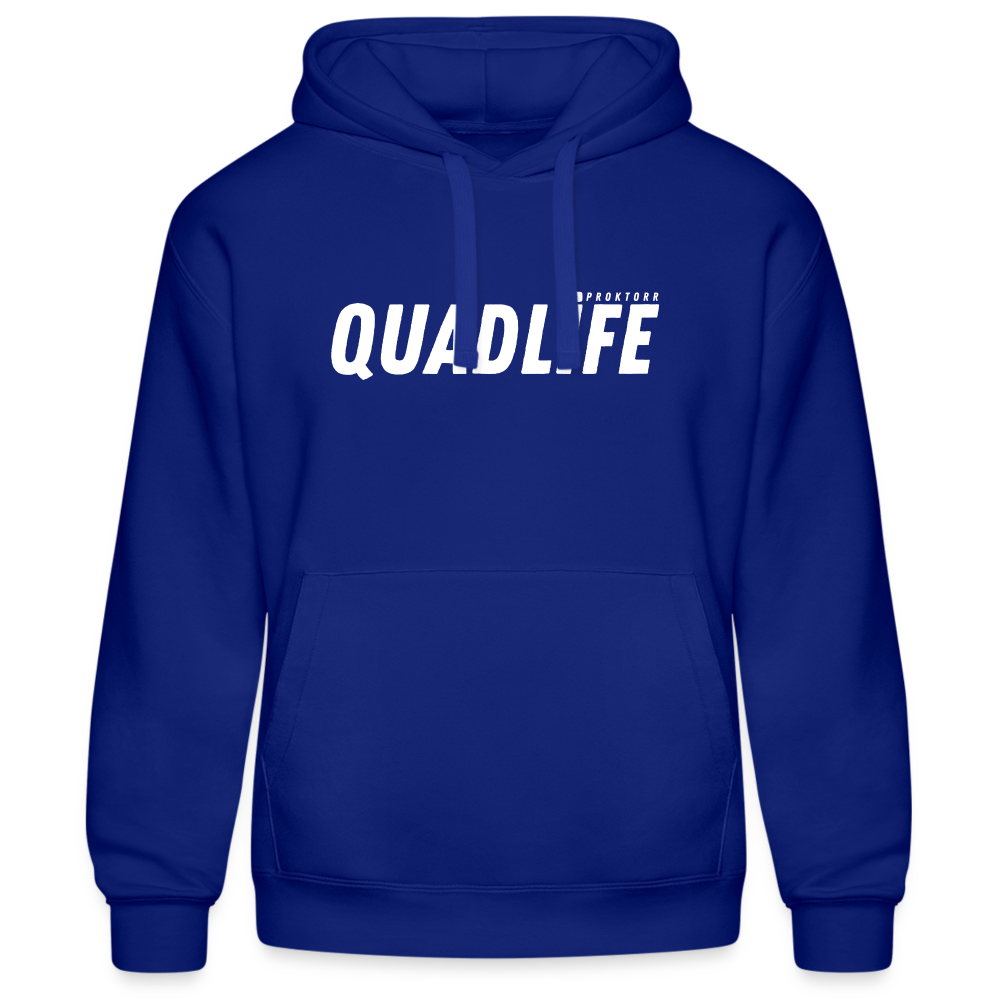 Sweat à capuche QUADLIFE (logo blanc) - bleu royal