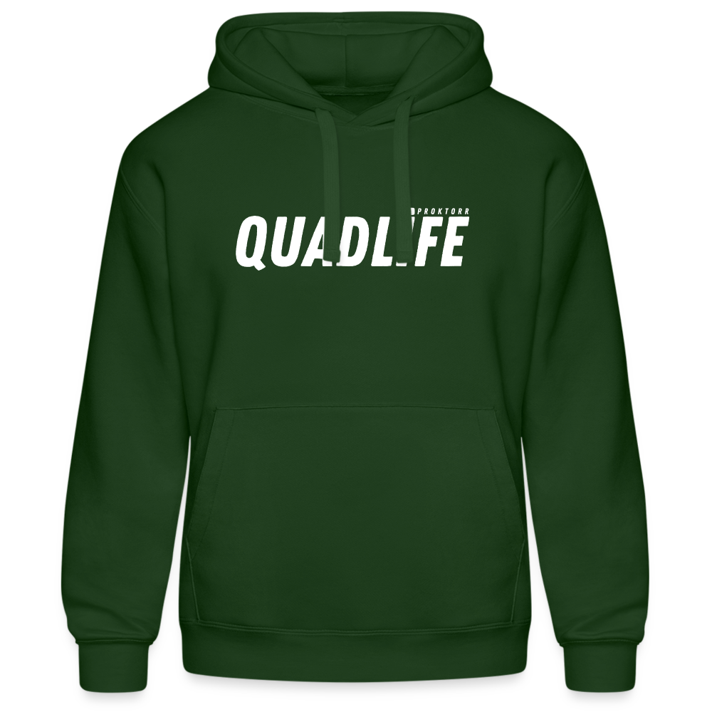 Sweat à capuche QUADLIFE (logo blanc) - vert bouteille