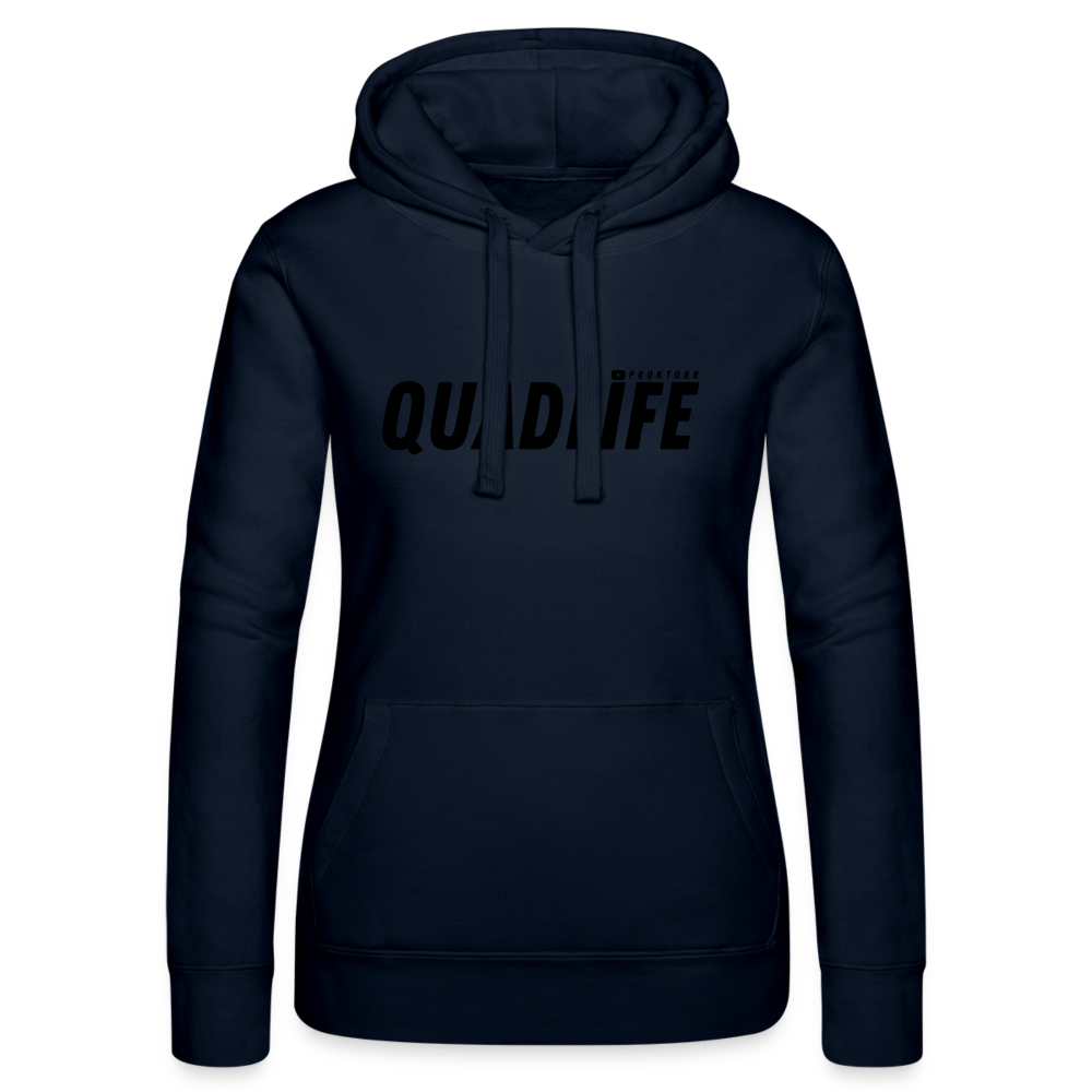 Sweat à capuche QUADLIFE (logo noir) - marine