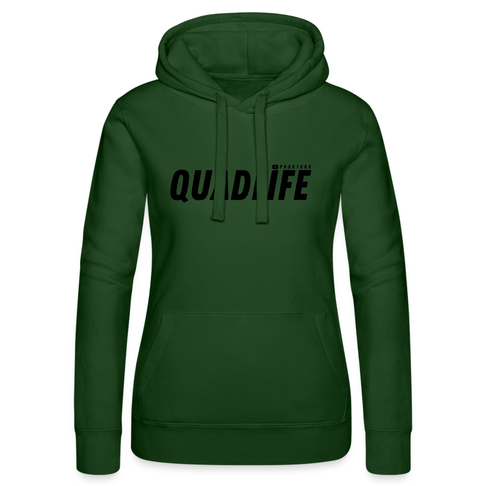 Sweat à capuche QUADLIFE (logo noir) - vert bouteille