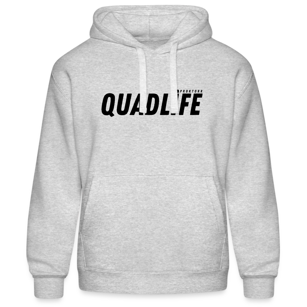 Sweat à capuche QUADLIFE (logo noir) - gris chiné