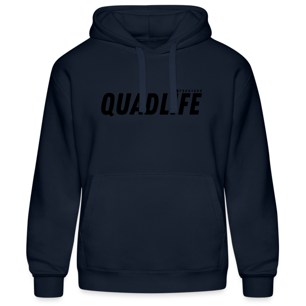 Sweat à capuche QUADLIFE (logo noir) - marine