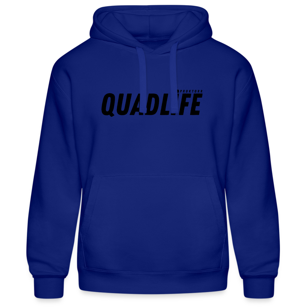 Sweat à capuche QUADLIFE (logo noir) - bleu royal