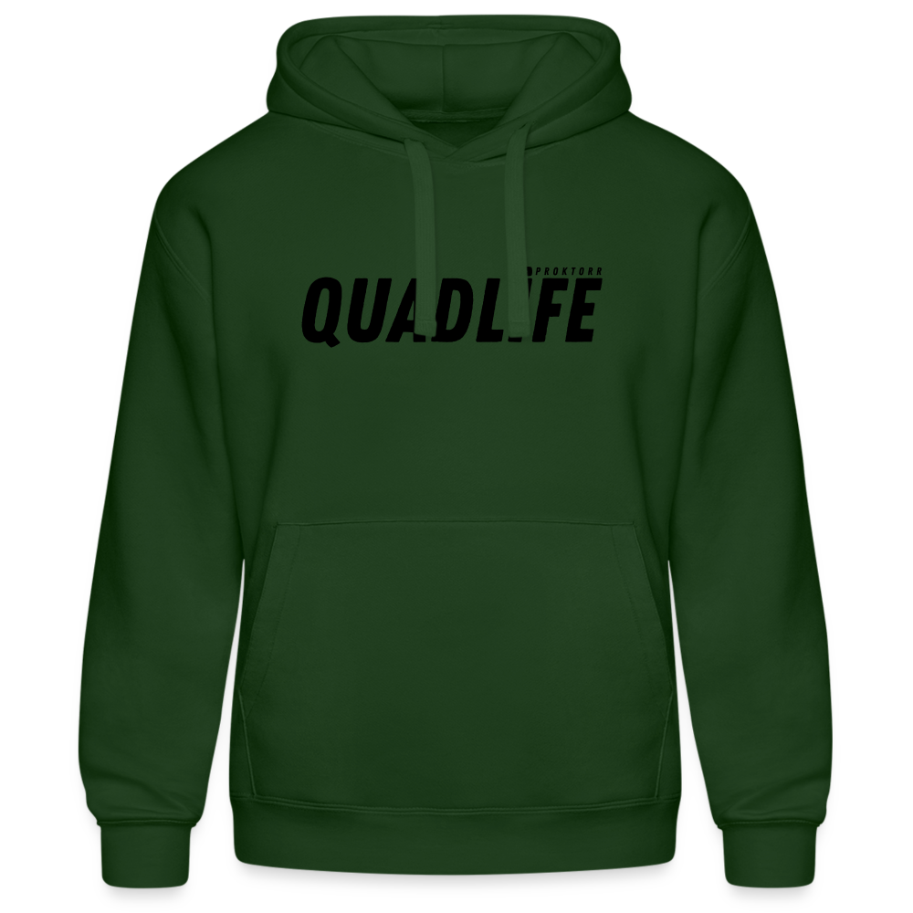 Sweat à capuche QUADLIFE (logo noir) - vert bouteille