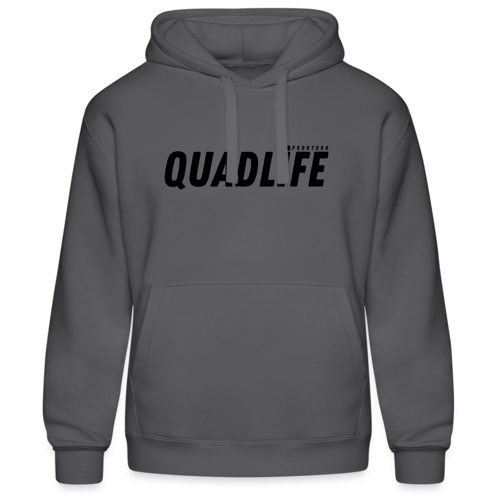 Sweat à capuche QUADLIFE (logo noir) - gris