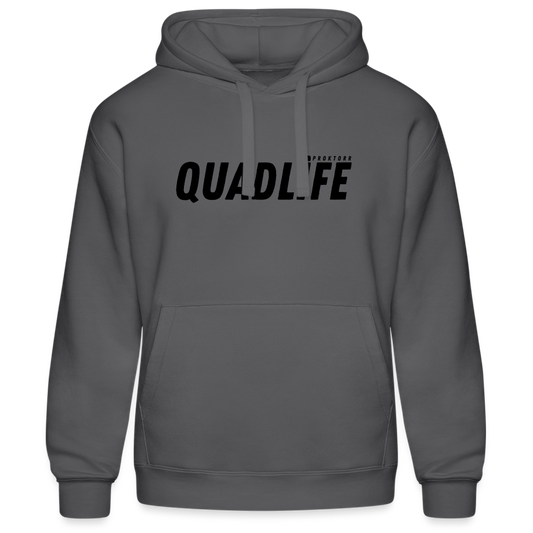 Sweat à capuche QUADLIFE (logo noir) - gris