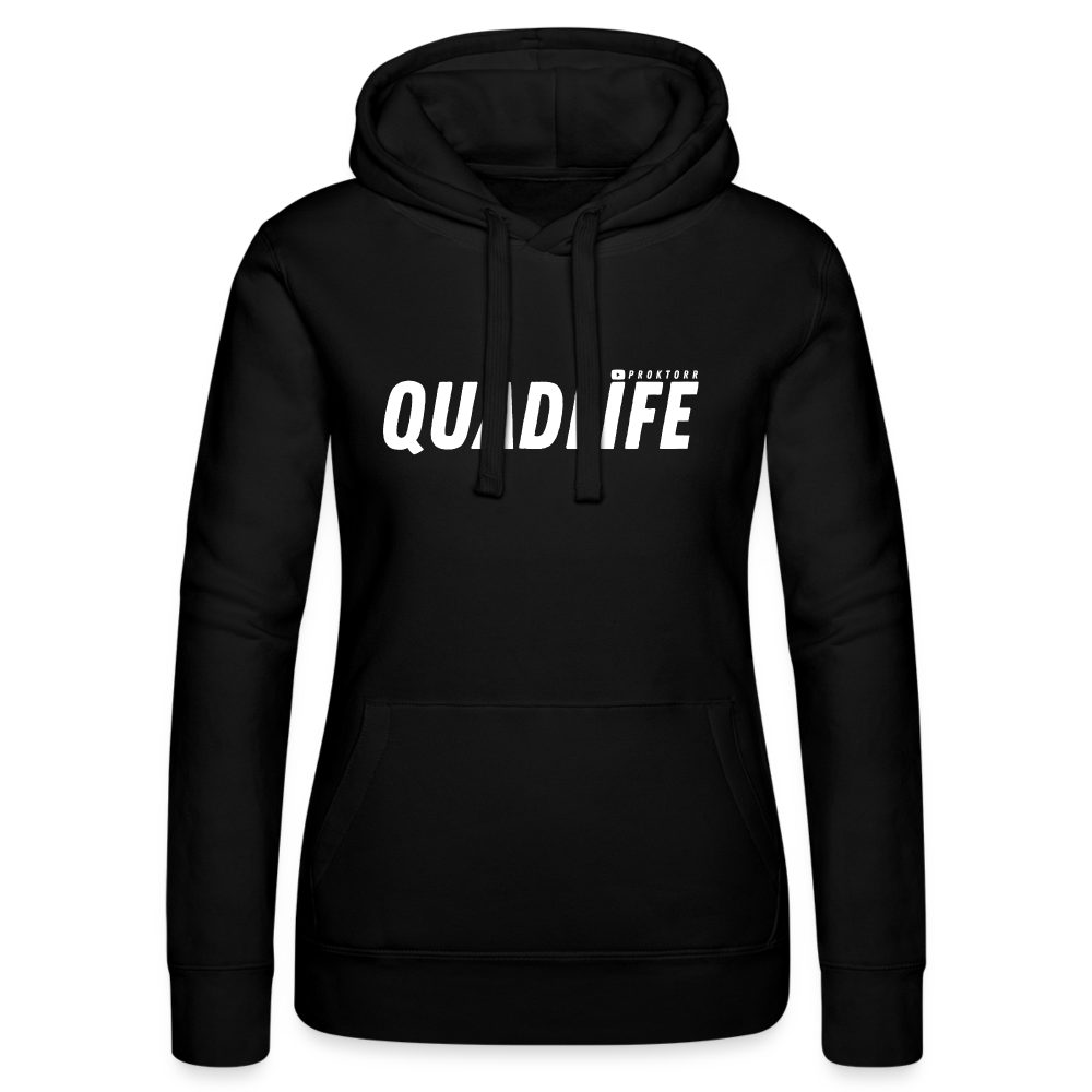 Sweat à capuche QUADLIFE (logo blanc) - noir