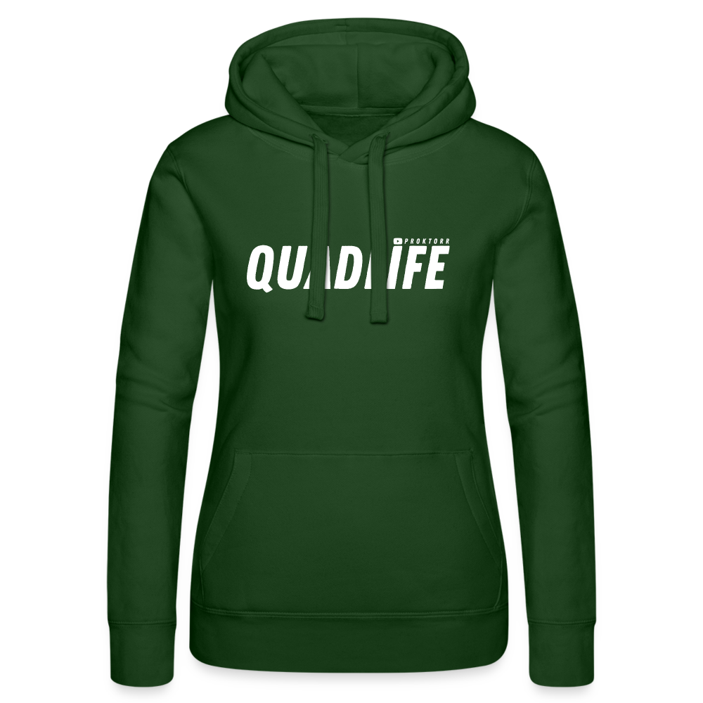 Sweat à capuche QUADLIFE (logo blanc) - vert bouteille