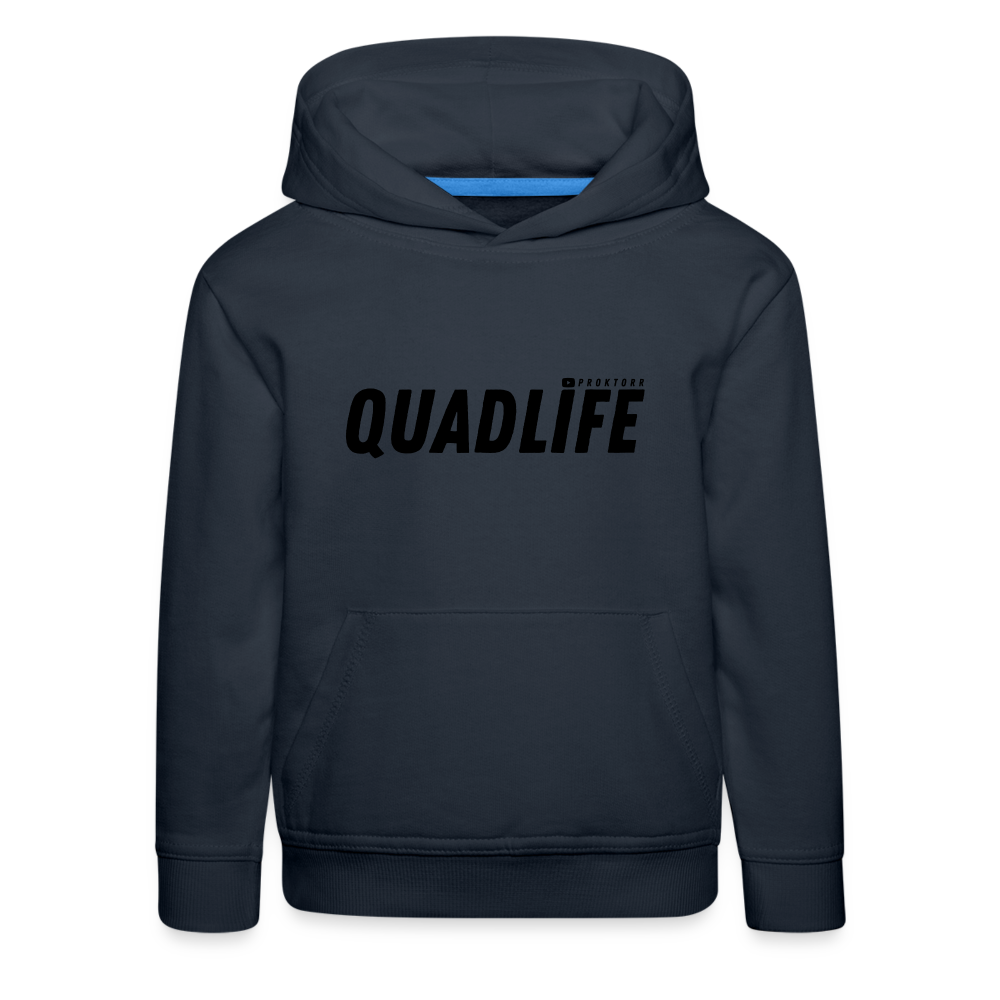 Sweat à capuche QUADLIFE (logo noir) - marine