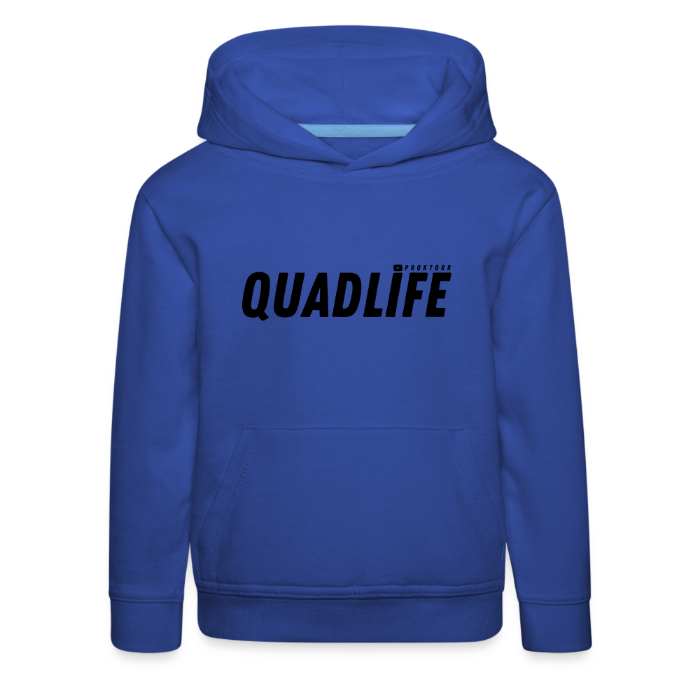 Sweat à capuche QUADLIFE (logo noir) - bleu royal