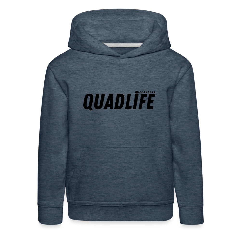 Sweat à capuche QUADLIFE (logo noir) - bleu jeans