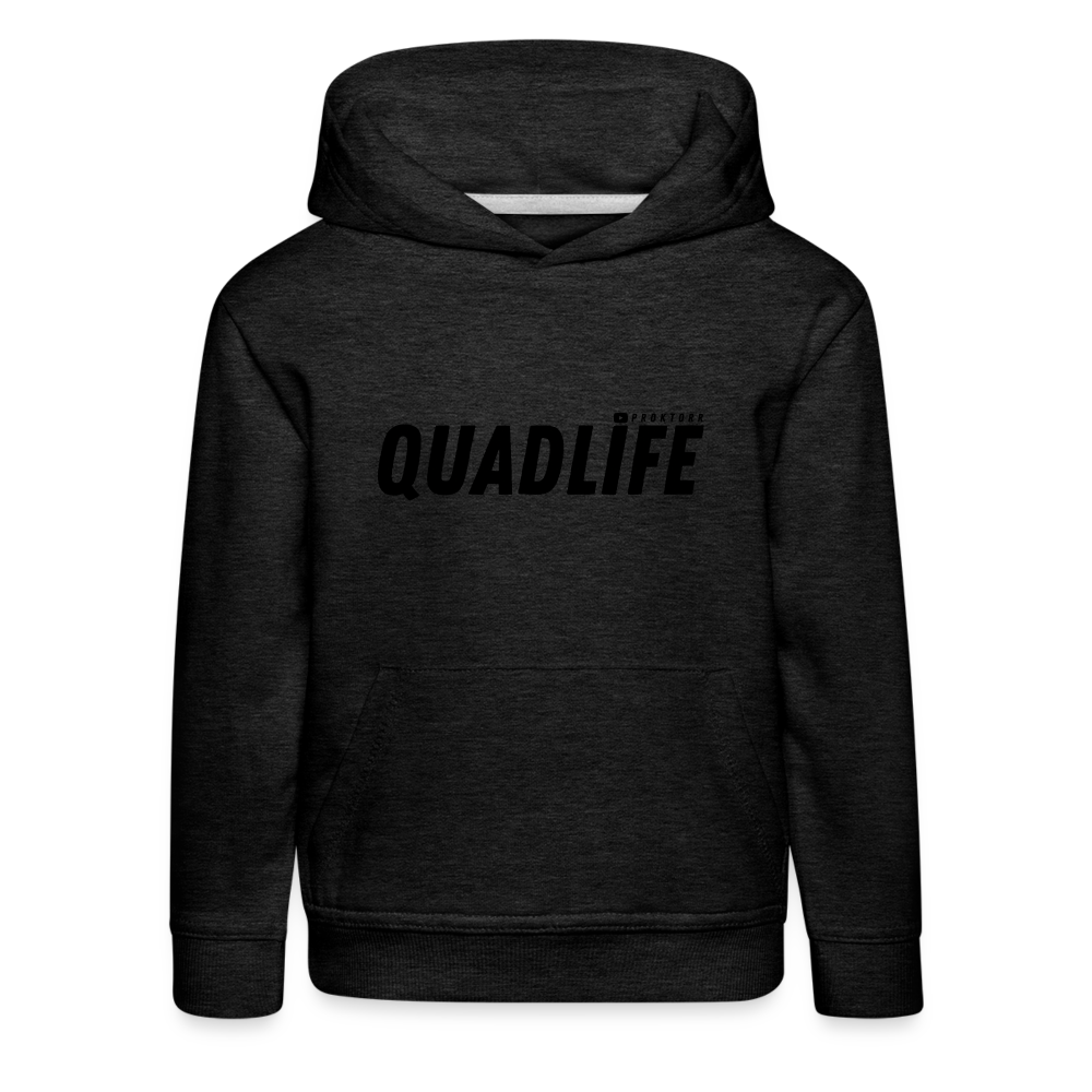 Sweat à capuche QUADLIFE (logo noir) - charbon