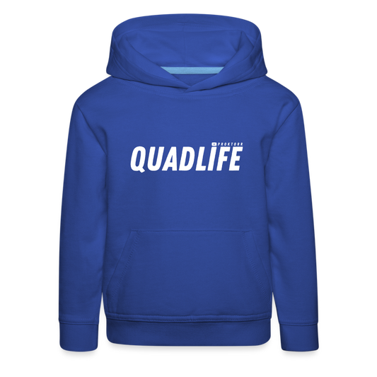 Sweat à capuche QUADLIFE (logo blanc) - bleu royal