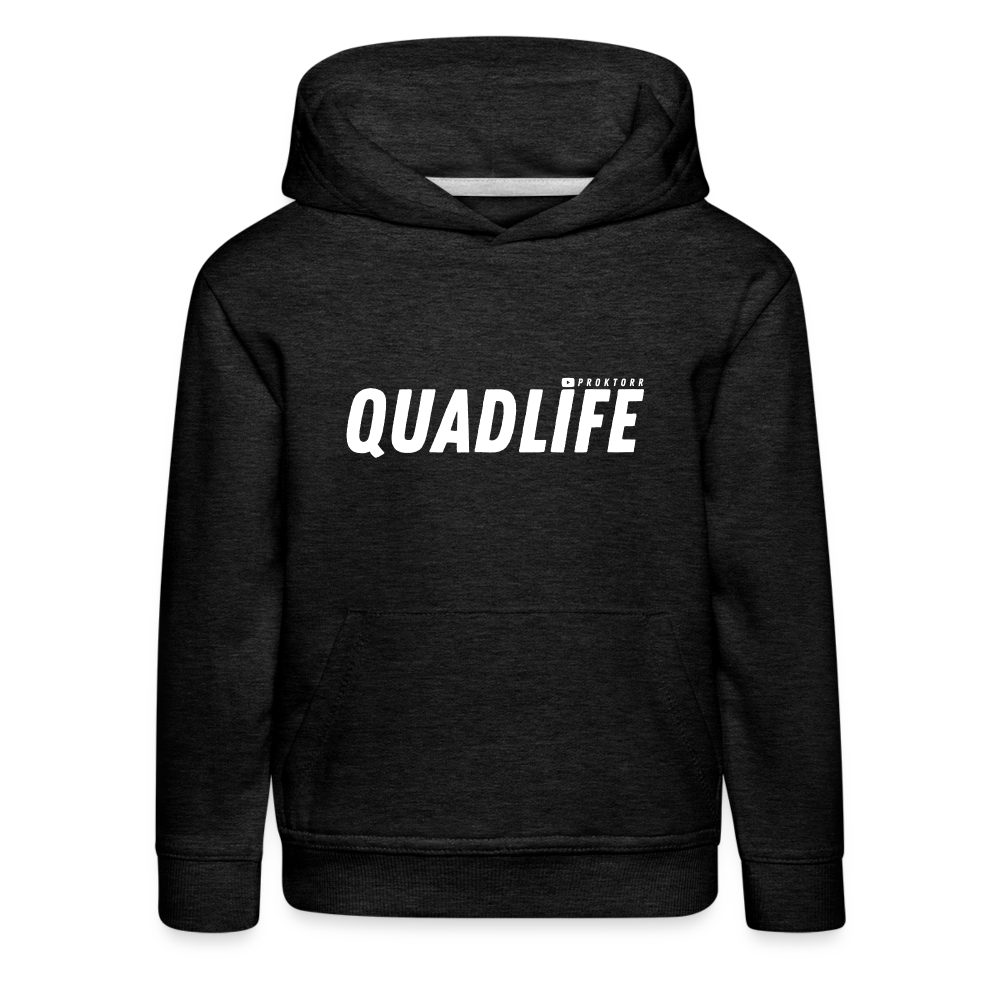 Sweat à capuche QUADLIFE (logo blanc) - charbon