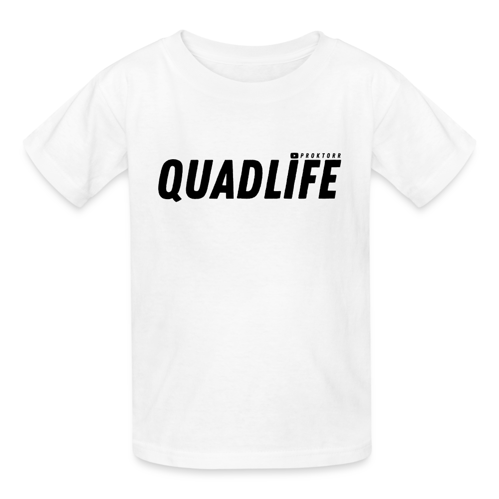 T-shirt QUADLIFE (logo noir) - blanc